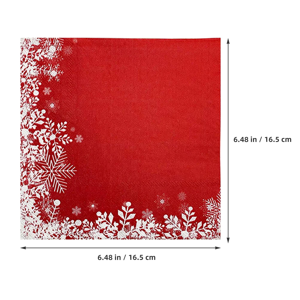 20pcs 16cm Christmas Red Snowflake Paper Napkins Christmas Decoration For Christmas Party Christmas Dinner Napkins Guest Towels
