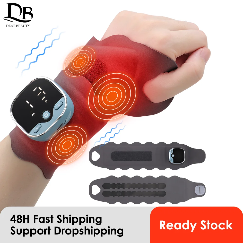 

EMS массажер для запястий с подогревом, защита для запястья, 5-уровневый горячий компресс, вибрационный массаж, электрический туннель для запястья, дышащая расслабляющая рука