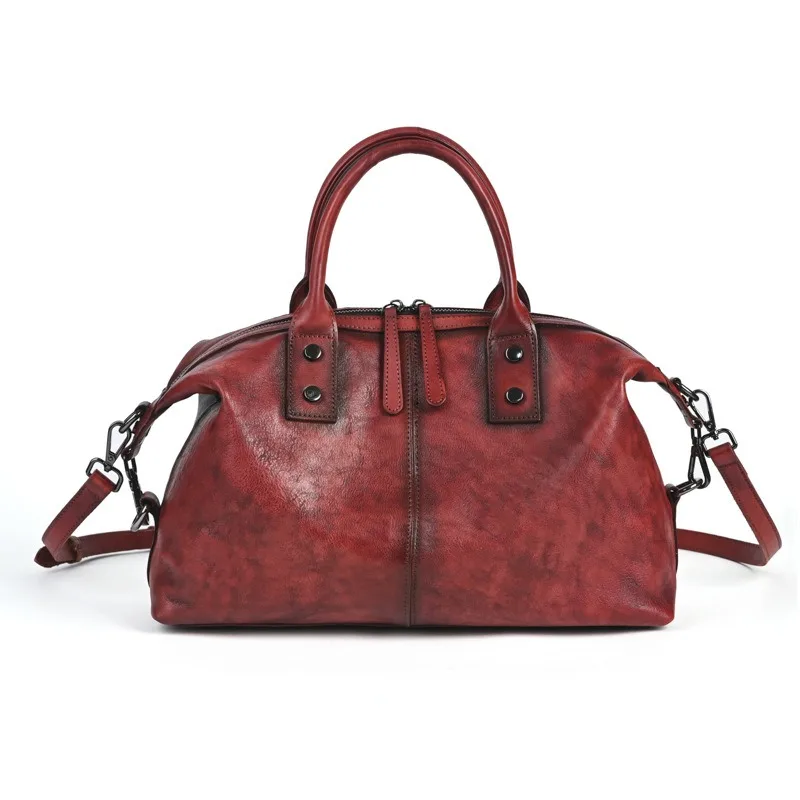 Nesitu Highend A4 Vintage Black Green Red Full Grain Genuine Leather Women Handbag Cowhide Shoulder Messenger Bag Tote M2031-1