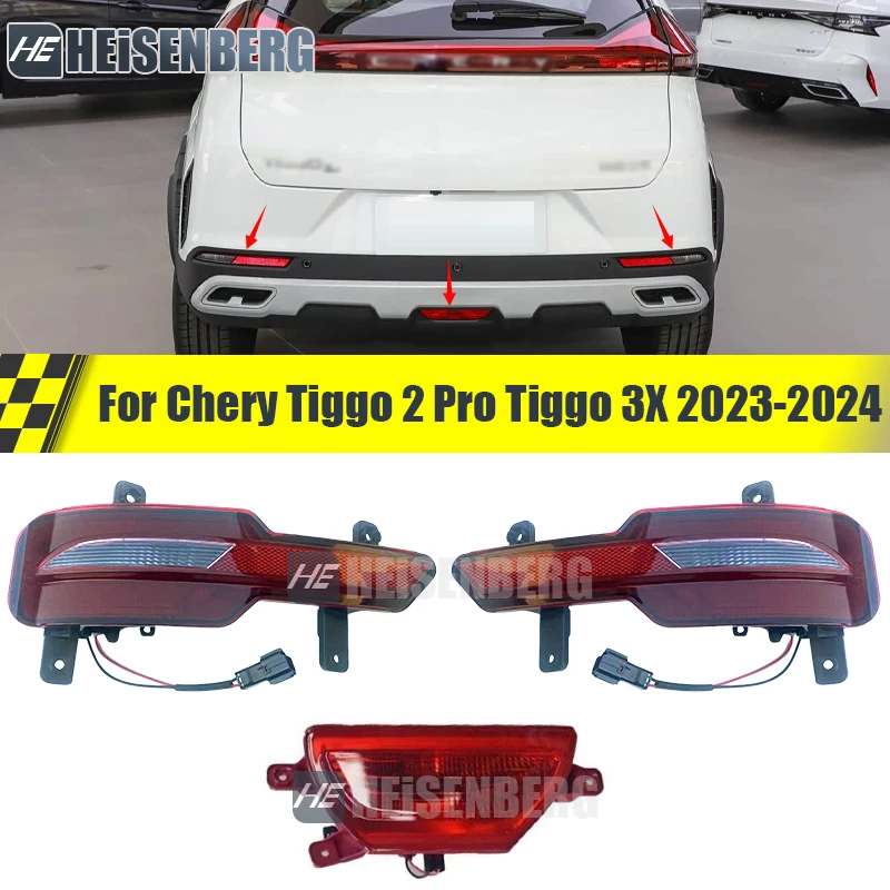 Rear Bumper Light Lamp For Chery Tiggo 2 Pro Tiggo 3X 2023-2024 Rear Fog Light Fog Lamp Rear Reflector Reversing Light