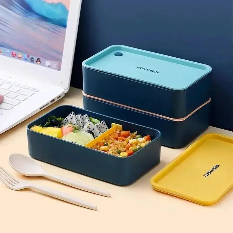 

Portable Lunch Box for Kids School Microwave Plastic Bento Box with Movable Compartments Salad Fruit Food Preservation Container