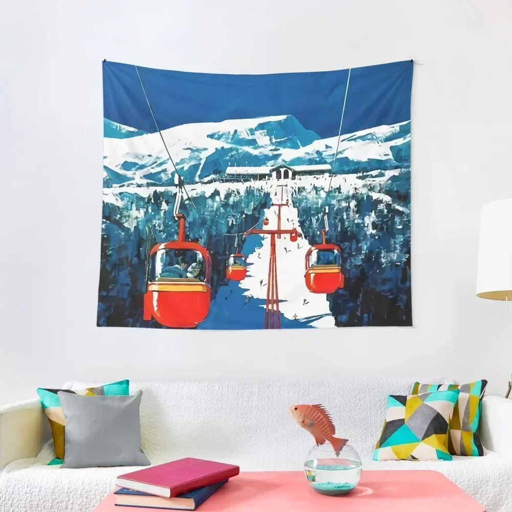 Vintage Stowe Gondola Winter Travel Ski poster Tapestry Decorative Wall Mural Wall Hanging Wall Home Decorating Tapestry