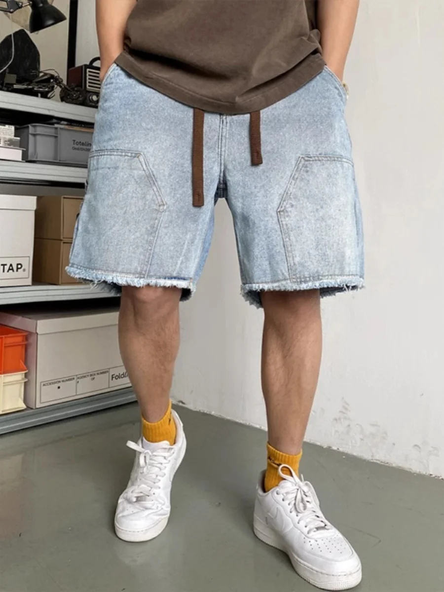 

Summer American Large Size 300 Pou Waed Vintage Men's Loose Jeans orts Trendy Brand Five-Point Pants High Waist Dst...