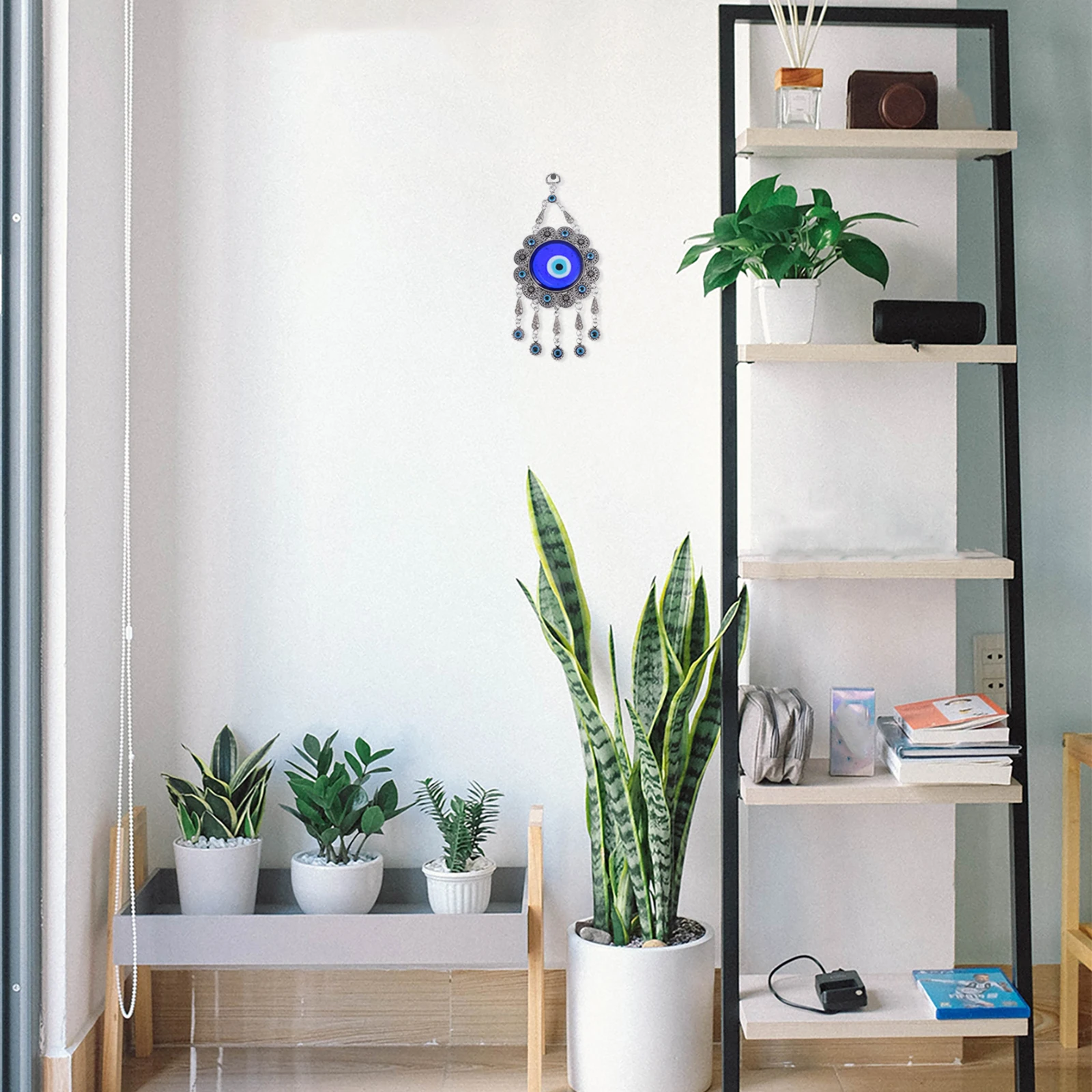 

Blue Evil Eye Glass Pendant Metal Handmade Wall Hanging Ornament Home Office Car Decor Protection Amulet Birthday Gift