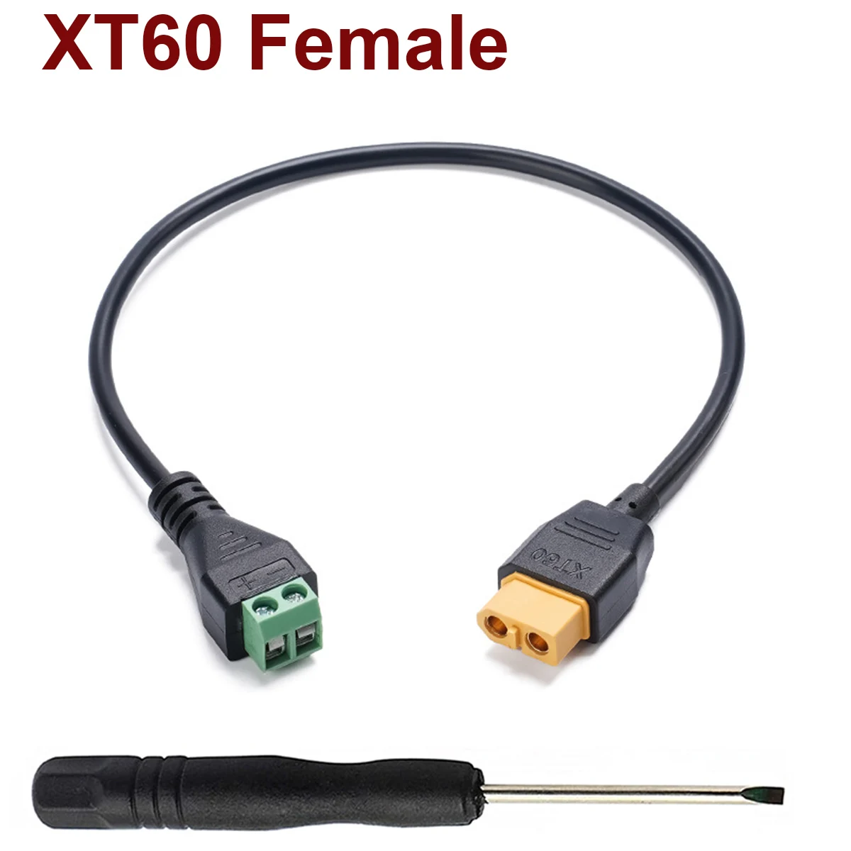 1개 XT60 암컷에서 2핀 녹색 스크류 터미널 어댑터 케이블 20AWG 30cm RC 자동차 드론 FPV 밸런스 충전기 5A 전류용