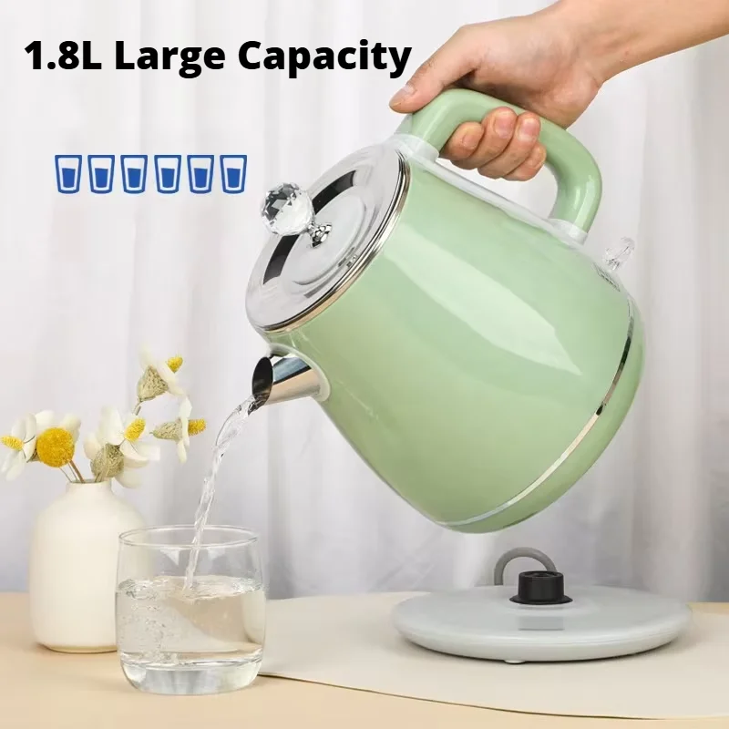 

1.8L Electric Kettle 1800W Fast Heating Double Layer Anti Scalding Stainless Steel Coffee Tea Pot Kitchen Appliances for Home