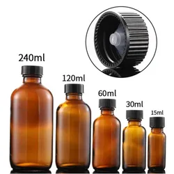 15ml 30ml 60ml 120ml 230ml 480ml AMBER Dram Glass Bottle with Screw Cone Caps with Cone liner Drum cap polycone caps