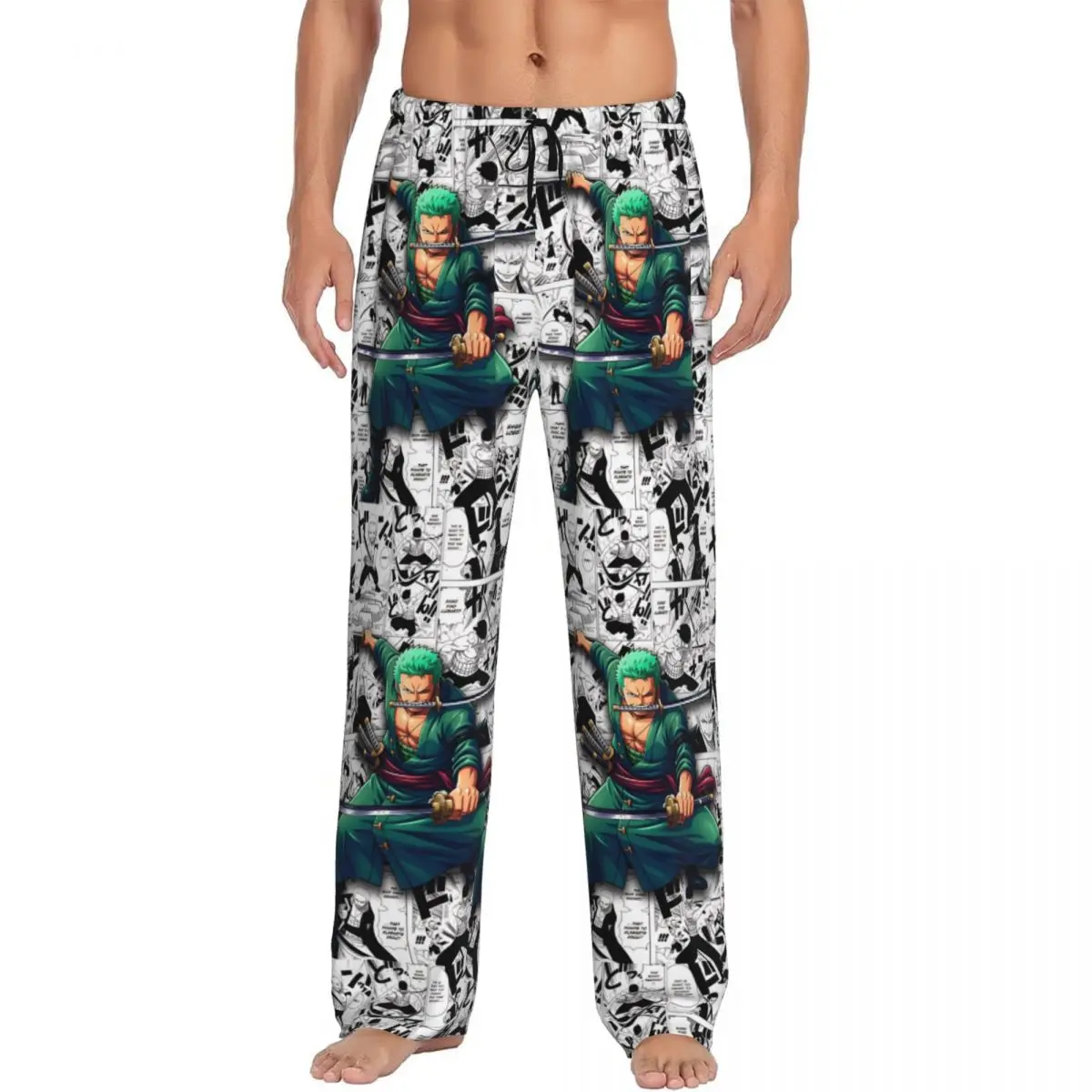

Мужские пижамные штаны Custom Zoro O-One P-Piece с принтом аниме, классической манги и кино, для дома и сна, на шнурке, с карманами