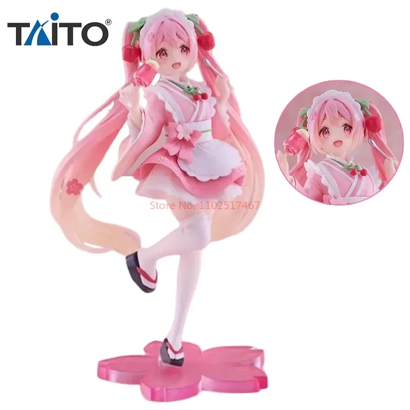 

Original Taito Coreful Hatsune Miku Figure Sakura Wafuu Kissa Ver. Maid Anime Figurine Model Collectible Toys Kawaii Gift 18cm