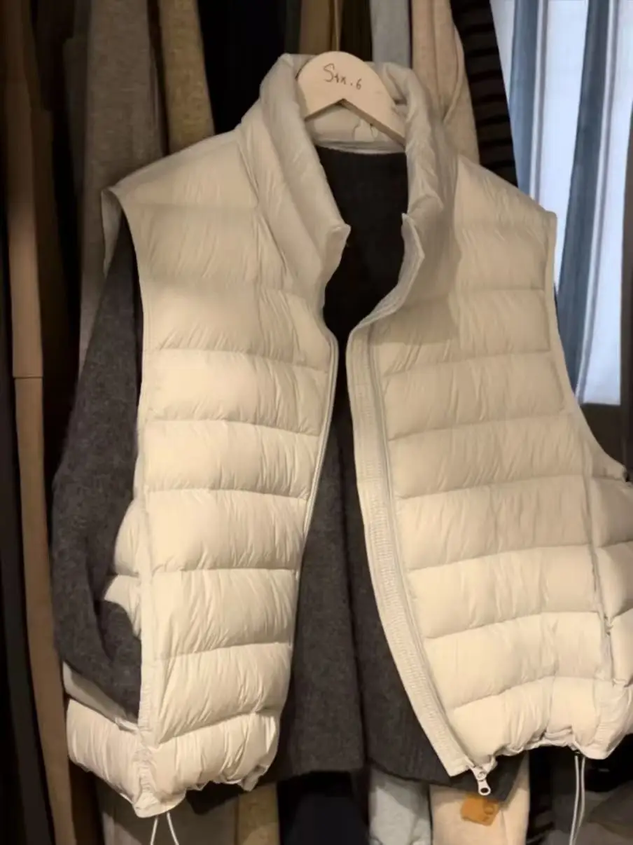 Gilet Imbottito Coreano con Collo Alto a Costine, Nuovo Design Autunno Inverno, Capospalla Svelato per Donna