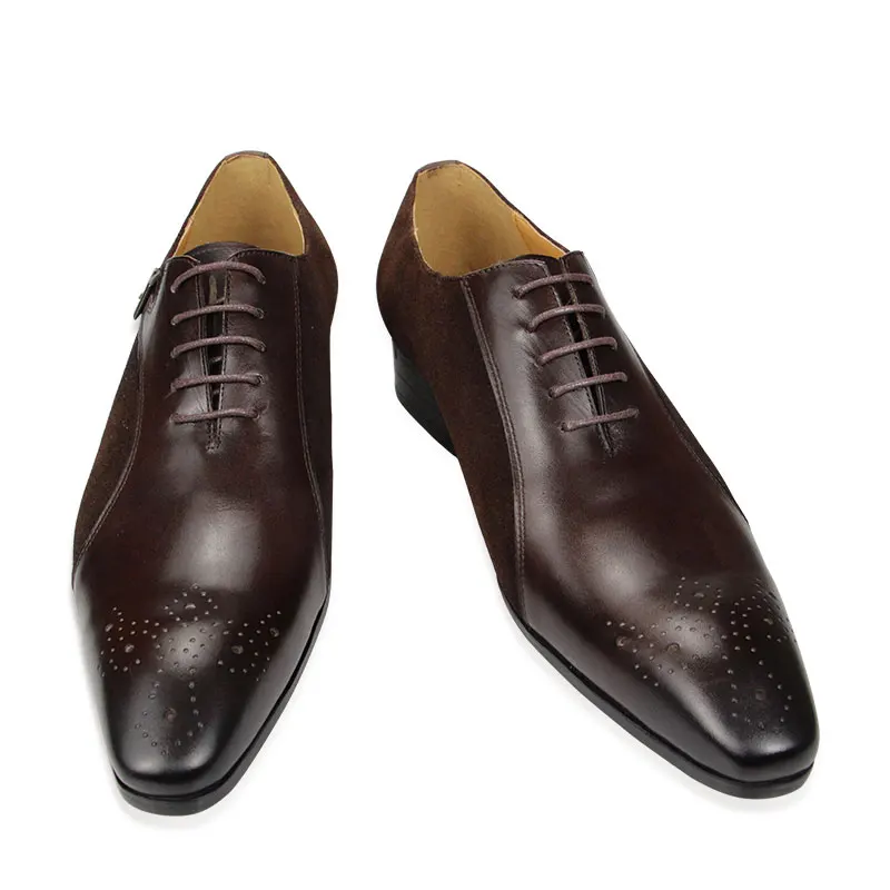 Zapatos de vestir de cuero de vaca genuino para hombre, calzado de boda, Brogue, hecho a mano, informal, Formal, de negocios