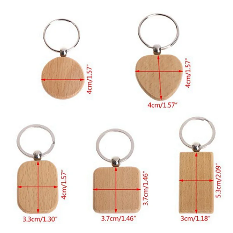 240 Blank Wooden Wooden Keychain DIY Wooden Keychain Key Tag Anti-Lost Wood Accessories Gift
