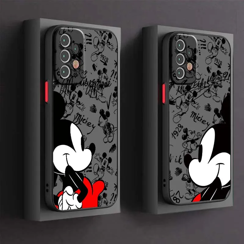 

Artistic Cute Mickey Mouse Phone Case For Samsung A73 A72 A71 A55 A54 A53 A52 A51 A35 A25 A15 A14 5G Frosted Translucent