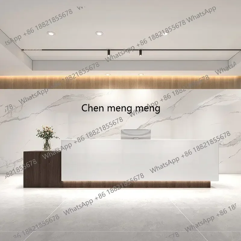 N138  Company Reception Desk Property Reception Table L-Shaped Corner Marble Slate Bar