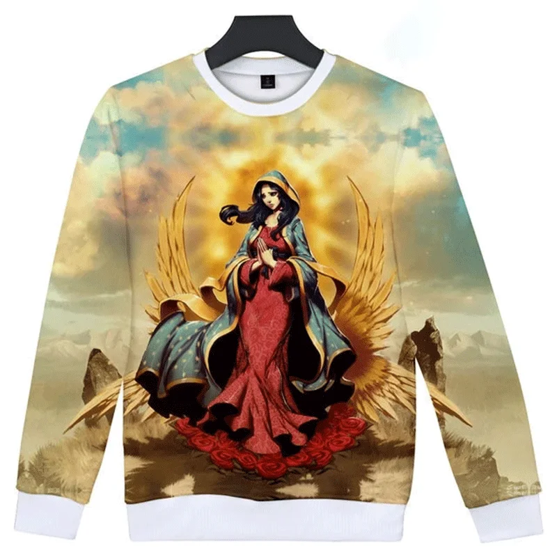 Vintage 3D Printing German Our Lady Of Guadalupe Virgin Mary Sweatshirts For Women Unisex Fashion Streetwear Round Neck Hoodies