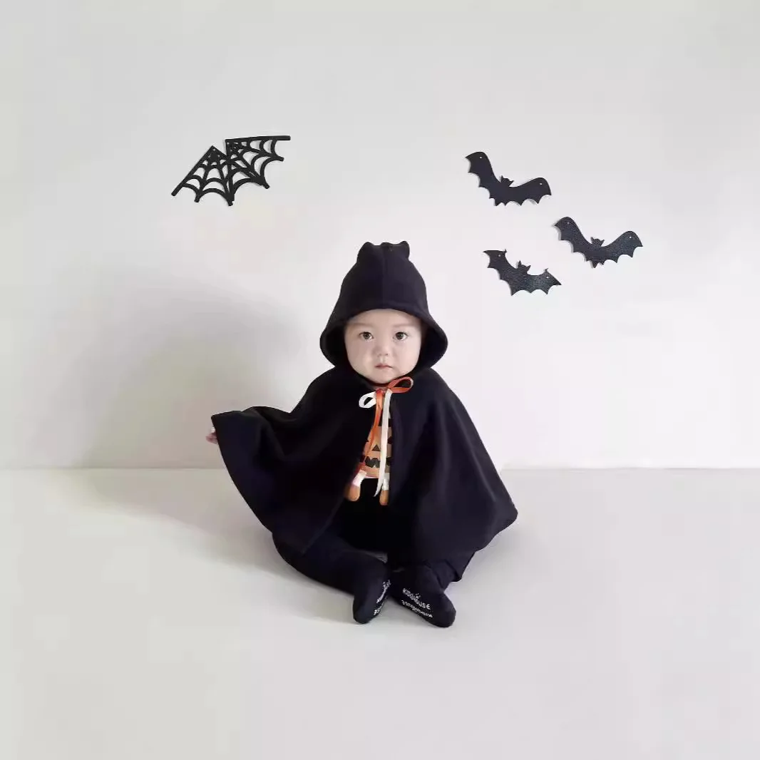 Halloween Baby Cloak 2025 Autumn Fashion Festival Cute and All-match Hooded Cloak for Going Out Kids Clothes