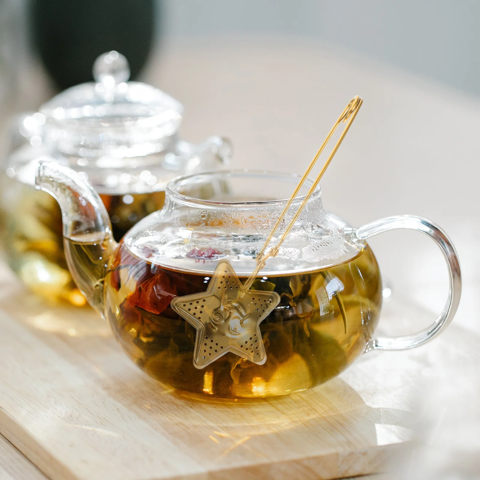 

Moon Diffuser Tea Strainer 2pcs Stainless Steel Tea Ball for Loose Leaf Tea Mesh Filter Cup Infuser Tea Leaf Pincer Kitchen Tool