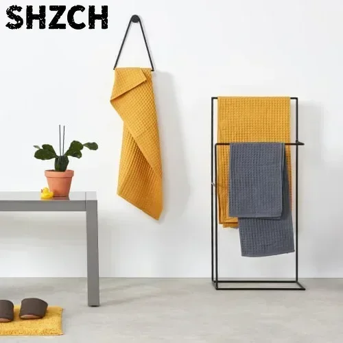 Nordic Minimalist Wind Towel Rack Bathroom Landing Storage Shelf Multifunctional Towel Holder Without Drilling