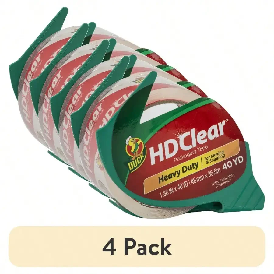 (4-Pack) Clear Heavy Duty Acrylic Packaging Tape, Ultimate Strength for Shipping Boxes & E-Commerce.