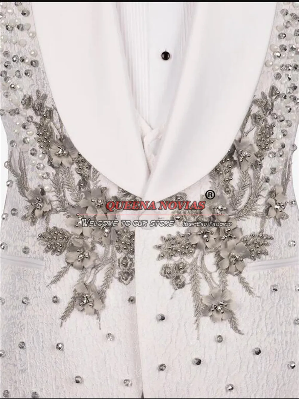 Groom Wedding Suits For Men Luxury Ivory Flower Patterned Ivory Gold Tuxedo Bespoke Male Clothing Terno Masculinos Completo 2024