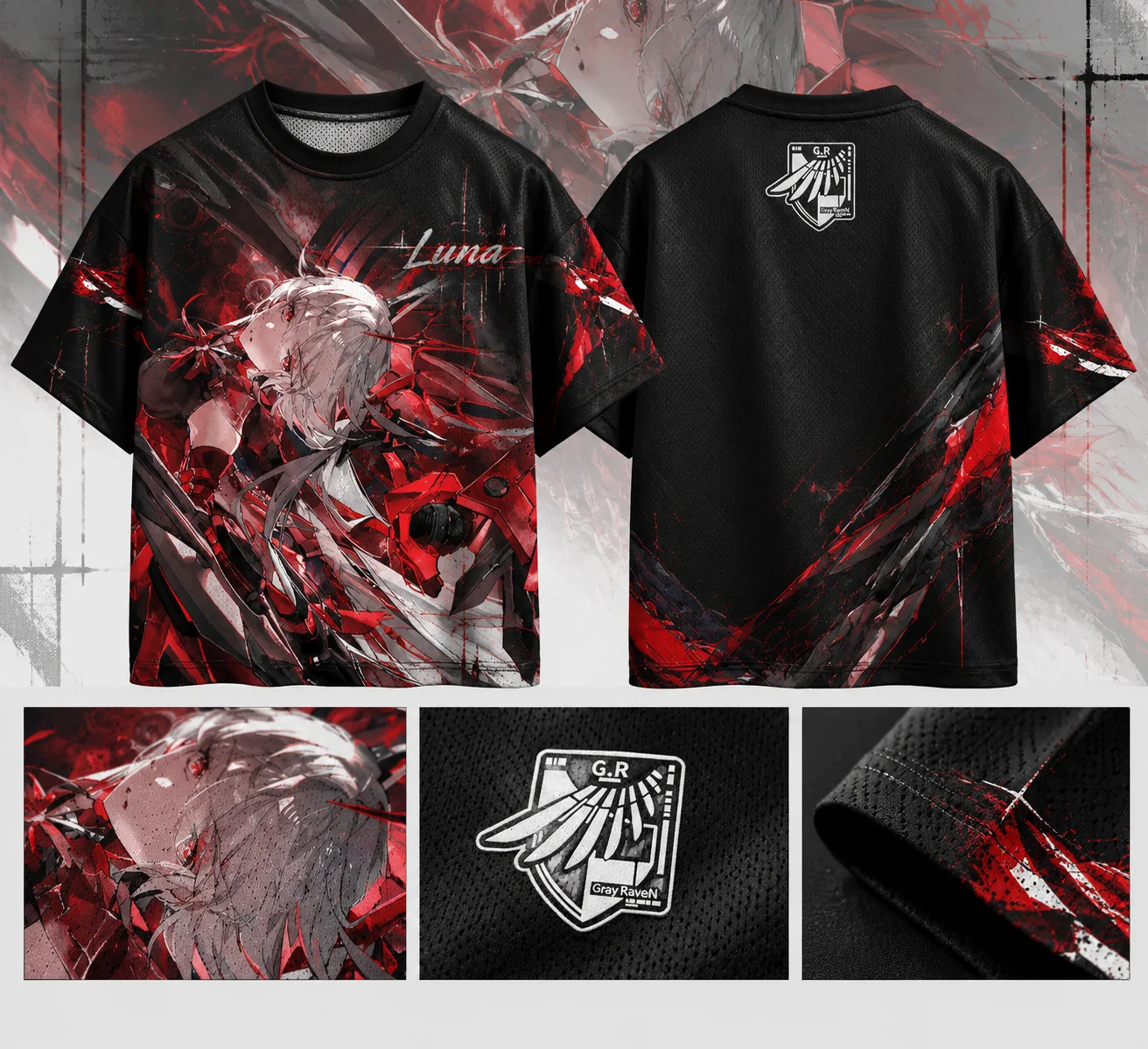 Punishing Gray Raven Lucia Graphic Tee Y2K Anime Streetwear Short‑Sleeve Top Gothic Manga Cosplay Casual Unisex T‑Shirts