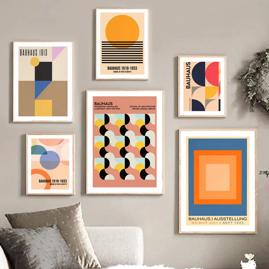 Bauhaus Expo Geometric Design Abstract Line Art Posters And Prints Canvas Wall Decoration Home Paintings For Living Room Decor