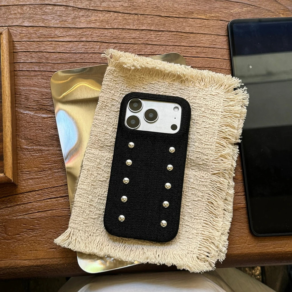 Retro Punk Style Cowboy Rivet With Artificial Leather Lanyard Shockproof Protective Phone Cover Case for iPhone 17 16 15 Pro Max view 3