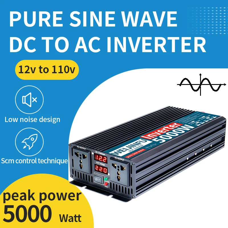 Acessórios do inversor de onda senoidal pura de 2300 W, potência máxima de 5000 W com ventiladores silenciosos duplos e eficiência de 95%, acessórios indispensáveis para RV e caminhão