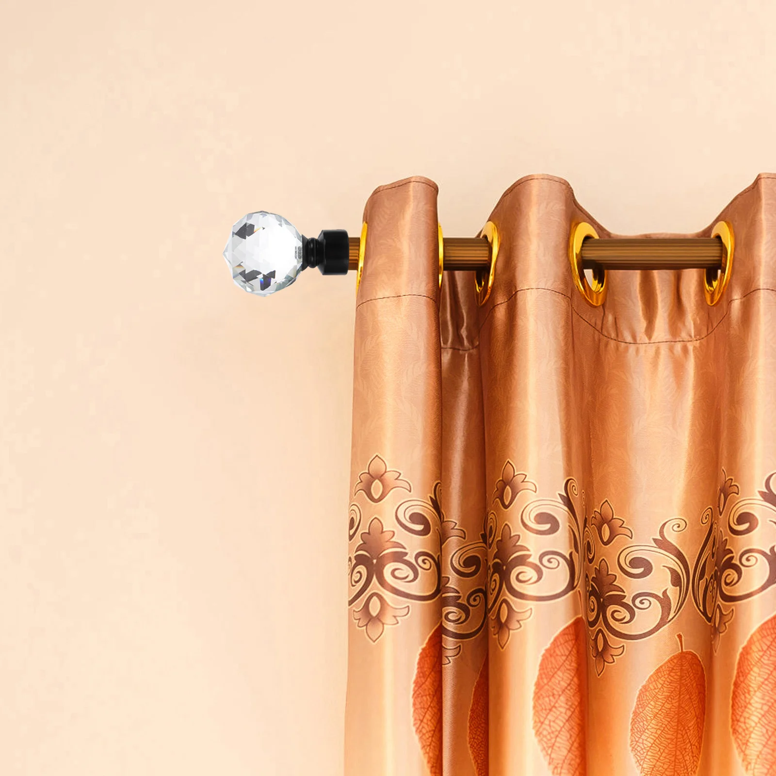 

Black Iron Curtain Rod End Simple Retro Pattern Home Decor Curtain Rod Accessories Bedroom Dorm Apartment Use