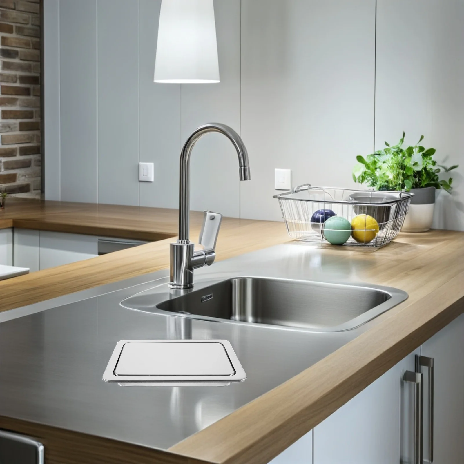 

2Pcs Recessed Trash Can Lids Stainless Steel Brushed Swing Lid Covers for Kitchen Cabinets Countertops Waste Grommets Concealing