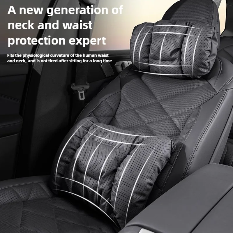 Punched Nappa Leather Car Headrest Lumbar Support Soft Car Neck Pillow Car Waist Pillow Seat Accessories Auto Neck Lumbar Pillow - Image 4