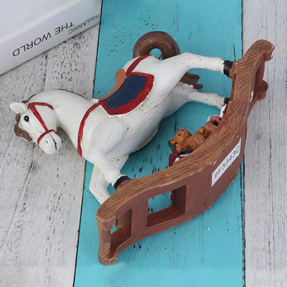 

Resin Rocking Horse Christmas Desktop Decoration Premium Handicraft Ornament Xmas Home Decor Tabletop Ornament Holiday