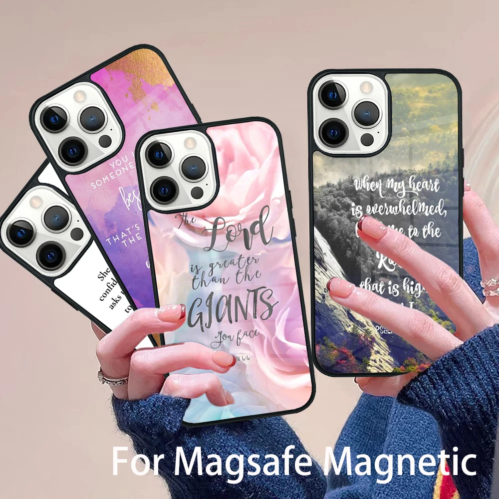 

Bible Verse Phone Case Magesafe Magnetic Wireless Charge Cover For IPhone 16 11 12 13 14 15 Pro Max Plus Mini