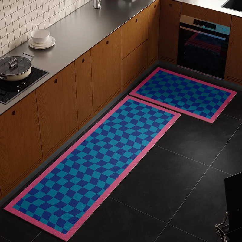 

Geometric Pattern Kitchen Mat for Floor Long Strip Runner Kitchen Rugs Non-slip Waterproof Oil-resistant Wipeable Washable Mats