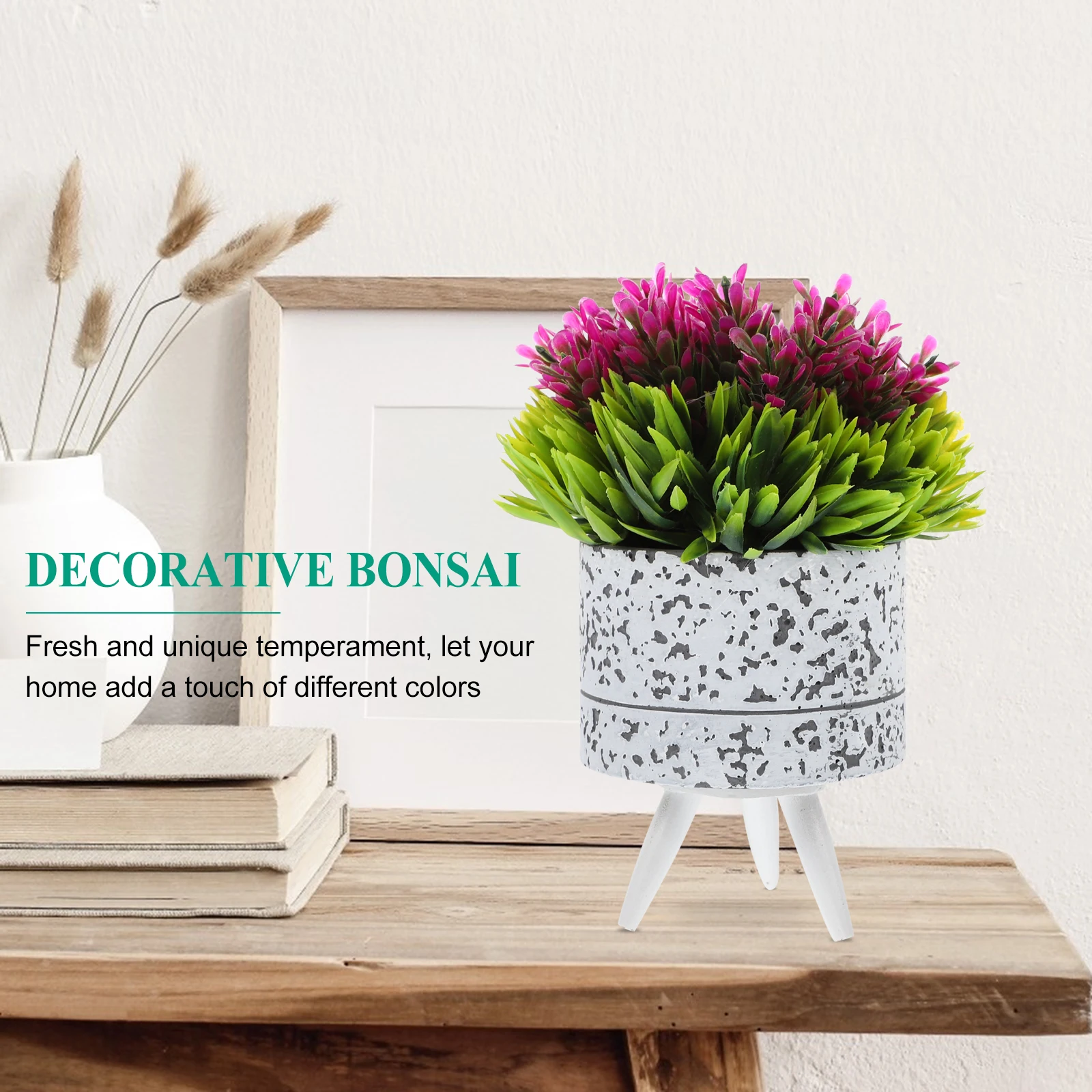 

1pc Simulation Potted Plant Artificial Bonsai Ornament Rosy Home Office Decor Fake Plant Decoration Simulation Bonsai