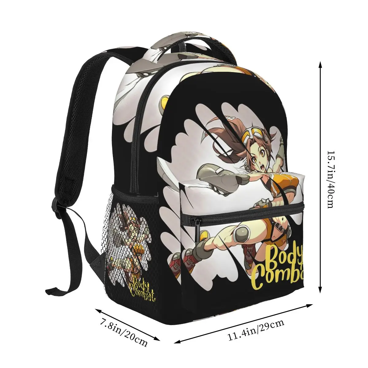 Confident Cartoonish Anime Lady Doing Body Combat Punch Backpack Hot Sale Daypack Large Capacity BookBag School Bag Shoulder Bag