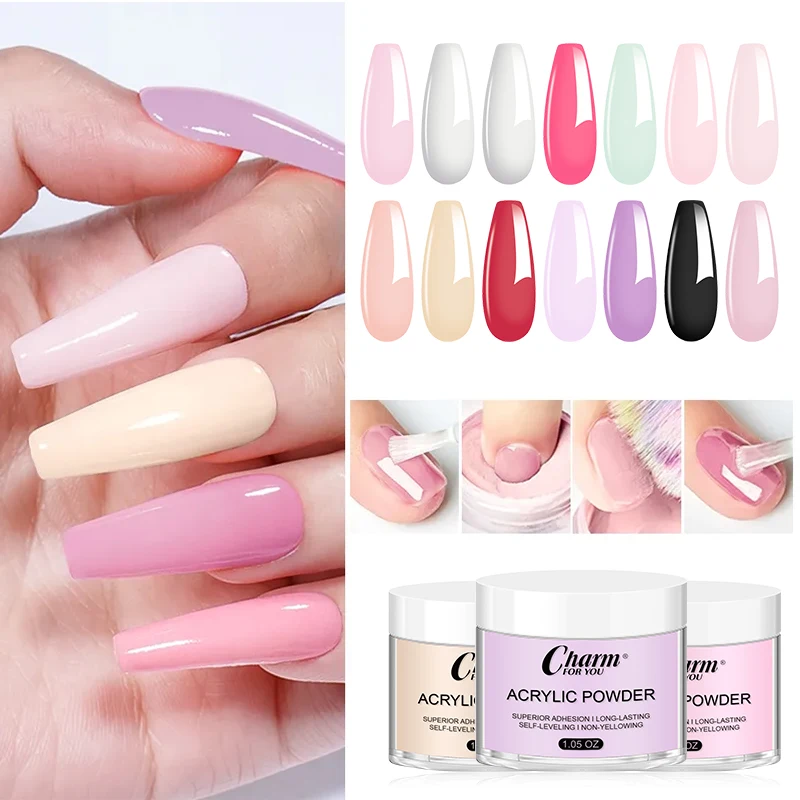 مسحوق أكريليك لإطالة الأظافر ، 14 لون ، كريستال ، فرنسي ، للمبتدئين والمحترفين #1