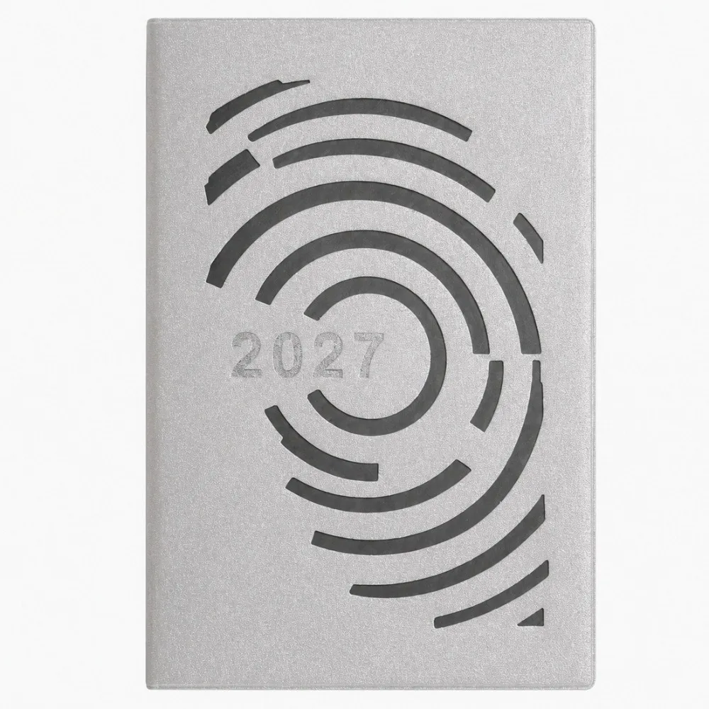 Leather Cover 2027 Planner Notebook Hollow Out Cover 96 Sheets Daily Planner Fingerprint Pattern Schedule Journal Office Work