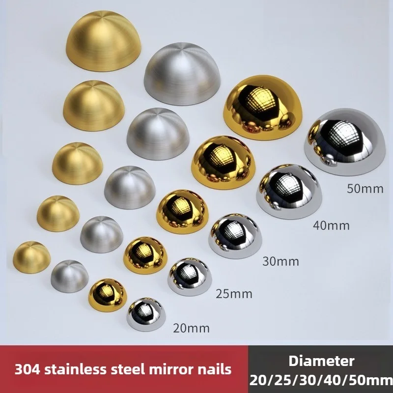 Luxury 4Sets 304 Stainless Steel Hemisphere Advertisement Nails Acrylic Glass Mirror Nails Screw Villa Gate Door Decorative Caps