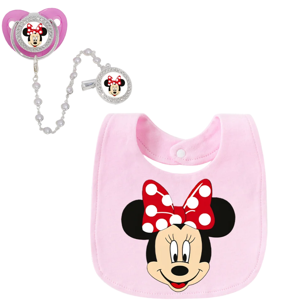 

Роскошный набор детских сосок с цепочкой-держателем, блестящим декоративным дизайном, застежкой-кнопкой, пылезащитным чехлом и нагрудником для новорожденных, идеально подходит для фотосессий новорожденных.