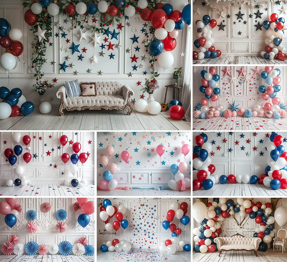 Mehofond Photography Background 4th of July Independence Balloons Kids Birthday Cake Smash Portrait Decor Backdrop Photo Studio