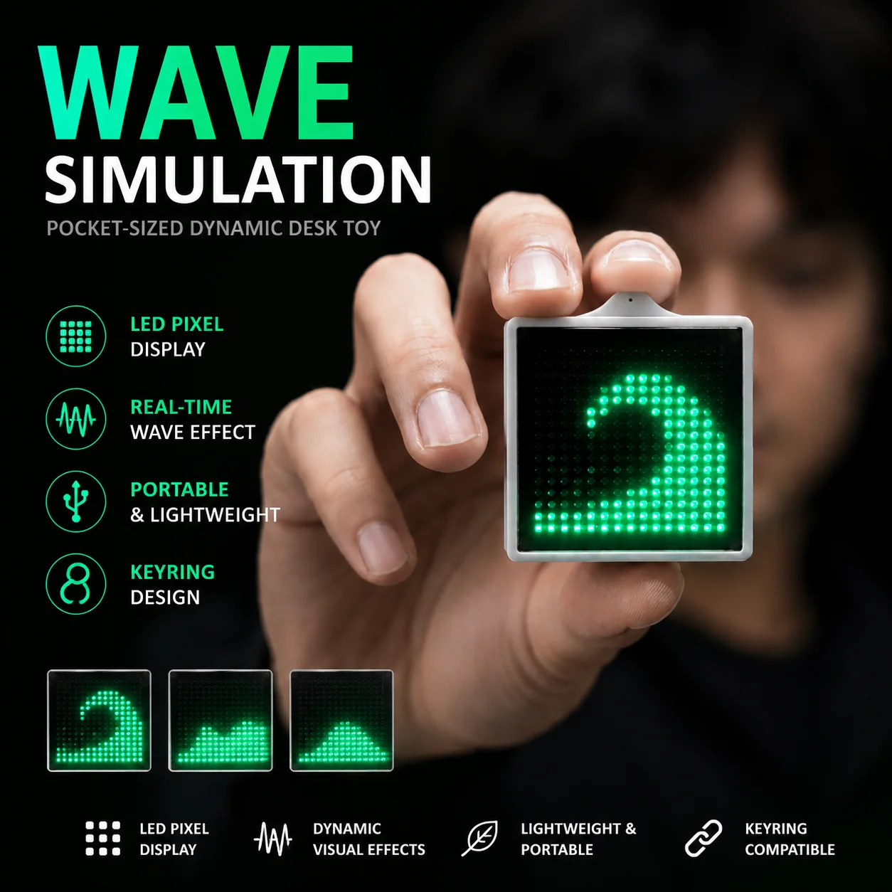 Water Waves Flow Simulation Desktop Luminous Ornaments Atmosphere Decoration On Bag Neck Pendant