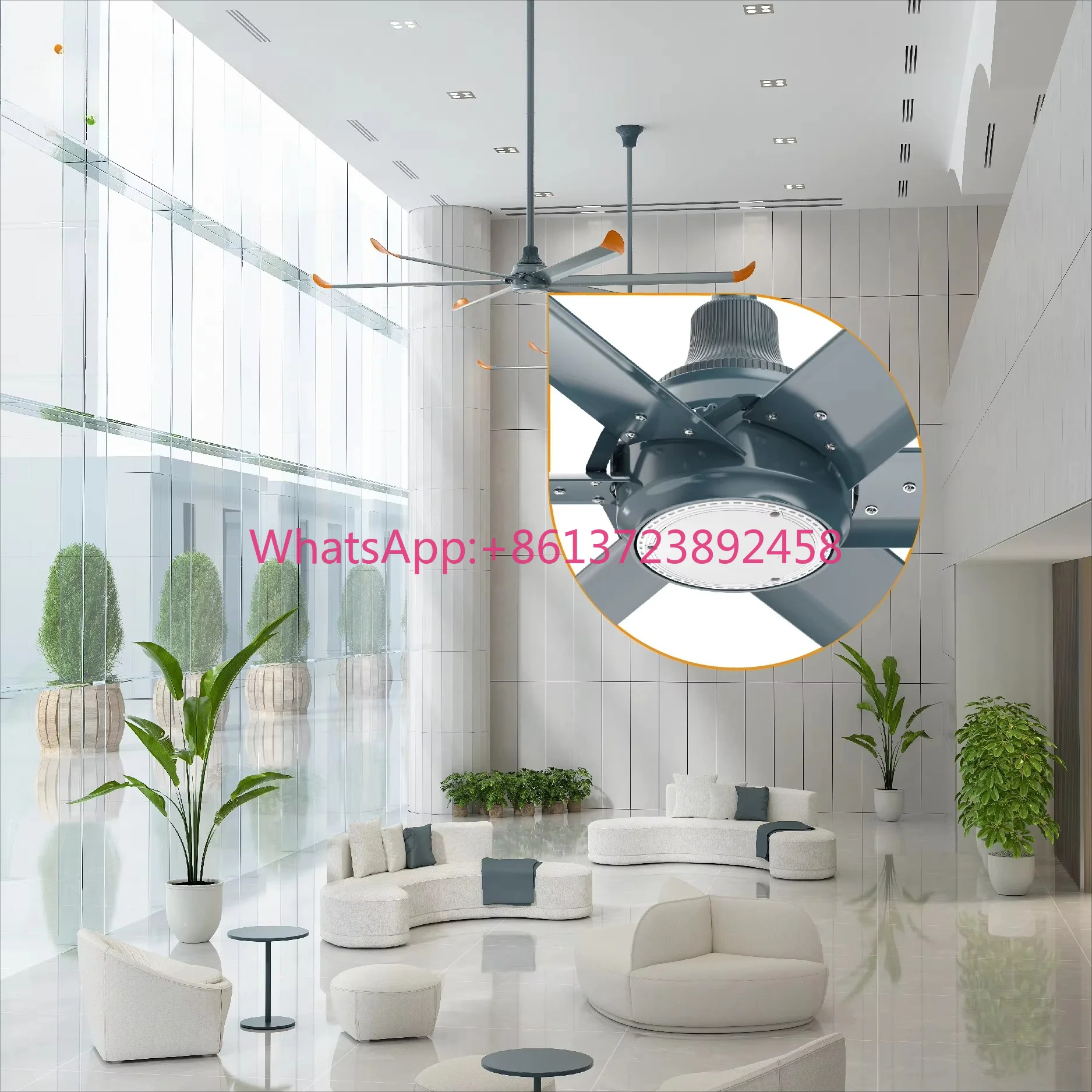 VFans Ceiling Fan with Light and Remote Ventilateur Plafond 60-120in Cost Effective Energy Saving HVLS Fan for Meeting Room