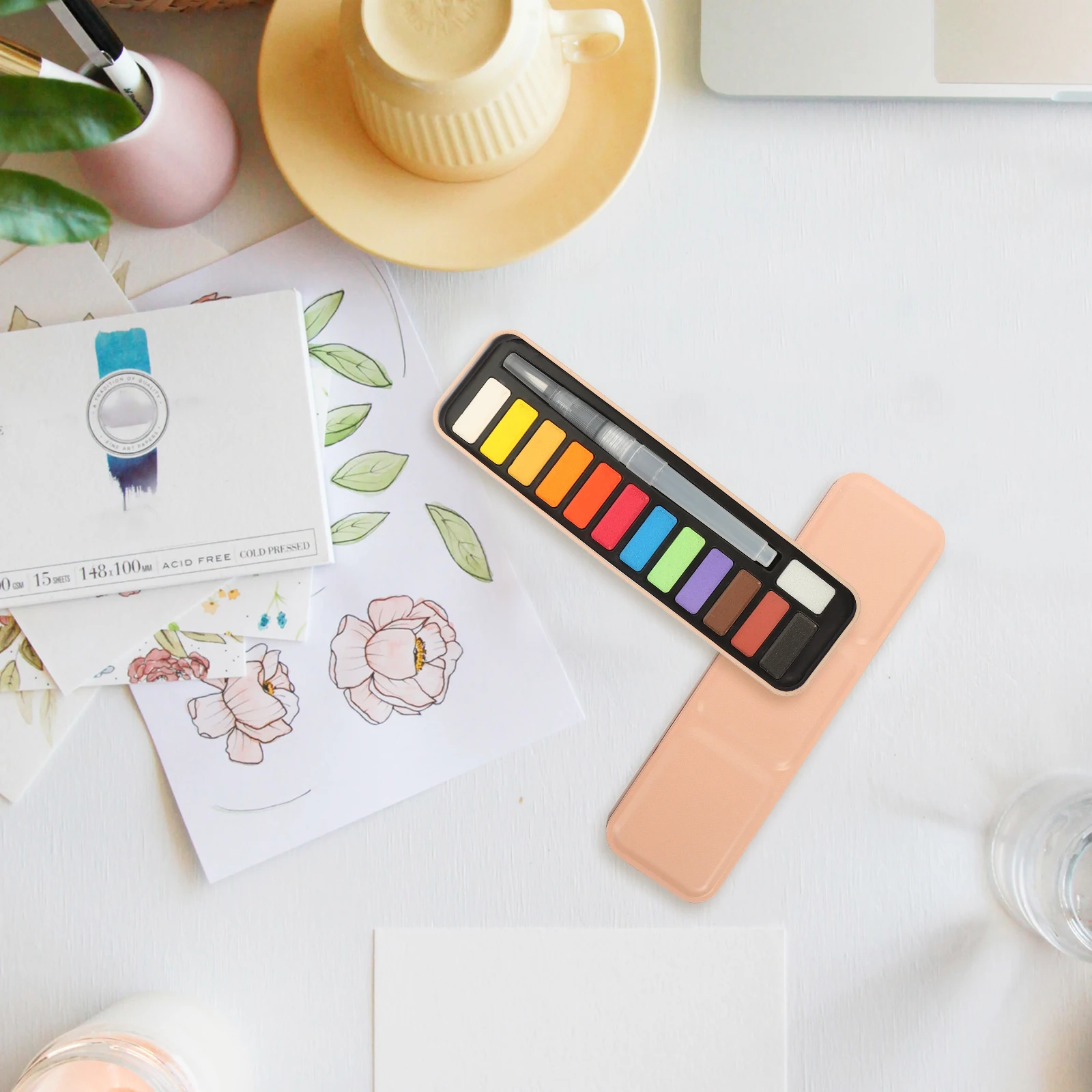 

Gouache Paint Watercolor Travel Kit 24 Colors Mixed Water Color Painting Kids Card Professional Painting Tools for Kids Adults