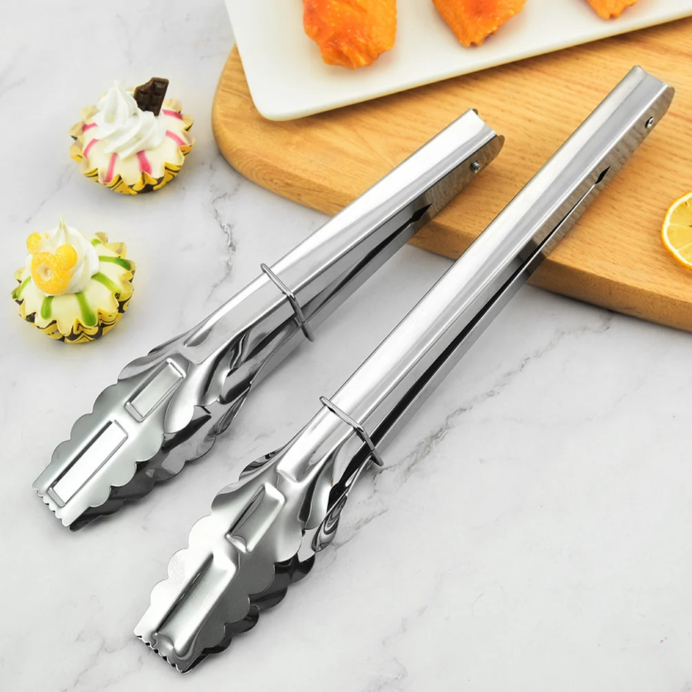 

2pcs Stainless Steel Food Clamps Heatproof Anti-Scalding Clips For Grilling Baking Bread Kitchen Tools Household Use Silver