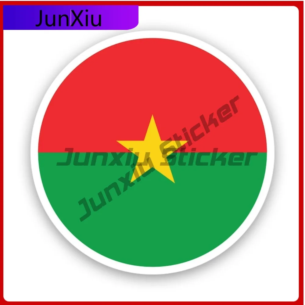 

Круглая наклейка с флагом Буркина-Бабе, водонепроницаемая, забавная, для ноутбука, водонепроницаемая виниловая наклейка для мотокросса, высококачественная, креативная