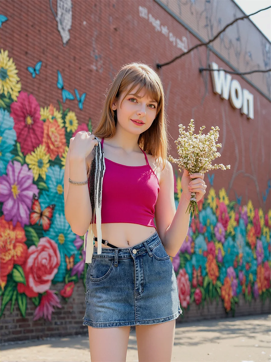 

Mini Denim High Waist Skirts Womens Tie Dye Pattern Color Hippie Bohemian Festival Summer Beach Vacation Holiday Leisure Girls