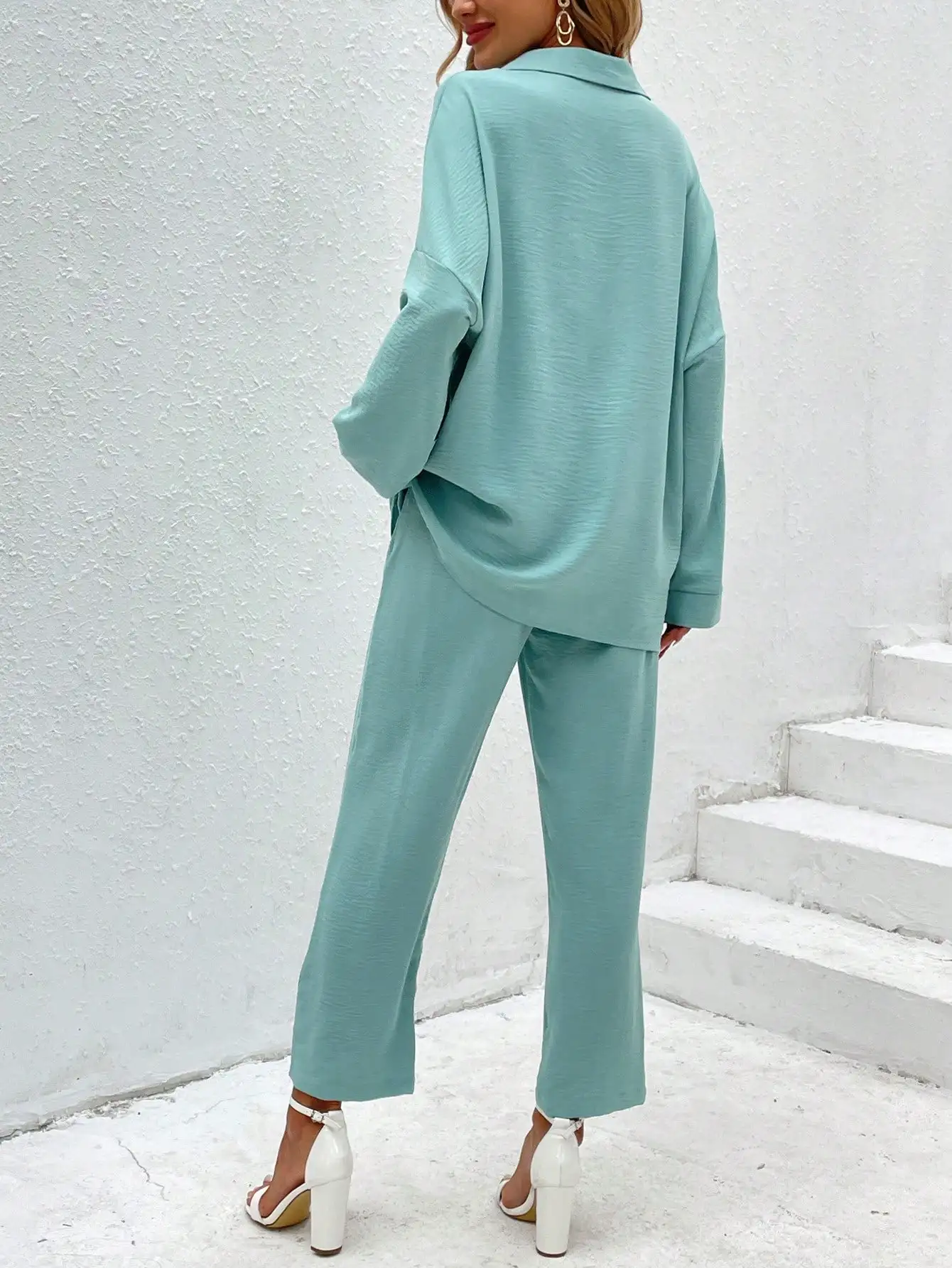 2024 Spring Women Pants Set Casual Tracksuits Mint Green Two Piece Set Female Clothes