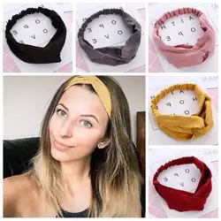 2020 Hot Summer Women Autumn Suede Headband Vintage Cross Knot Elastic Hair Bands Soft Solid Girls Hairband Hair Accessories