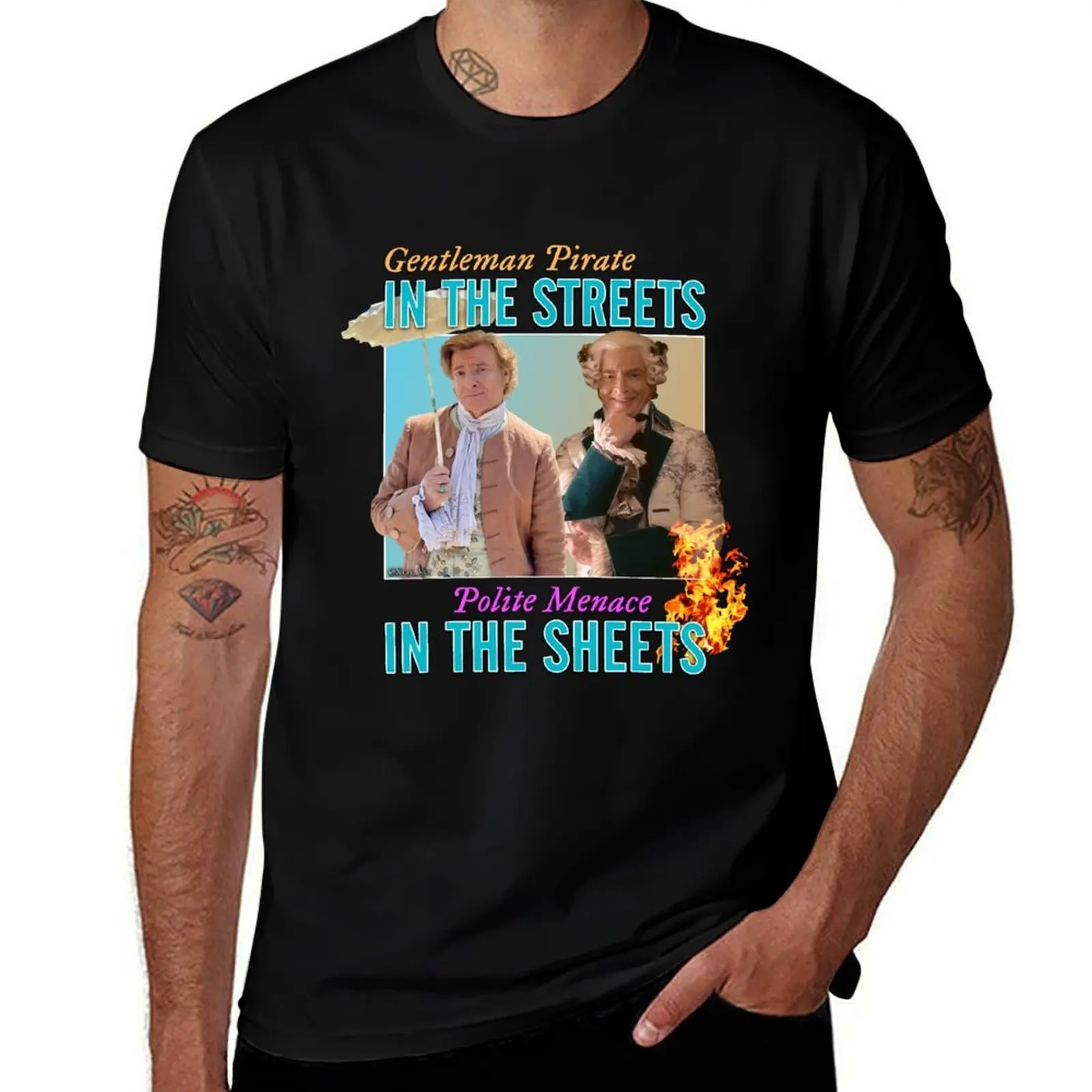 Stede Bonnet - Gentleman Pirate in the Streets, Polite Menace in the Sheets T-Shirt Outdoor Work Short Sleeve Top T-Shirt